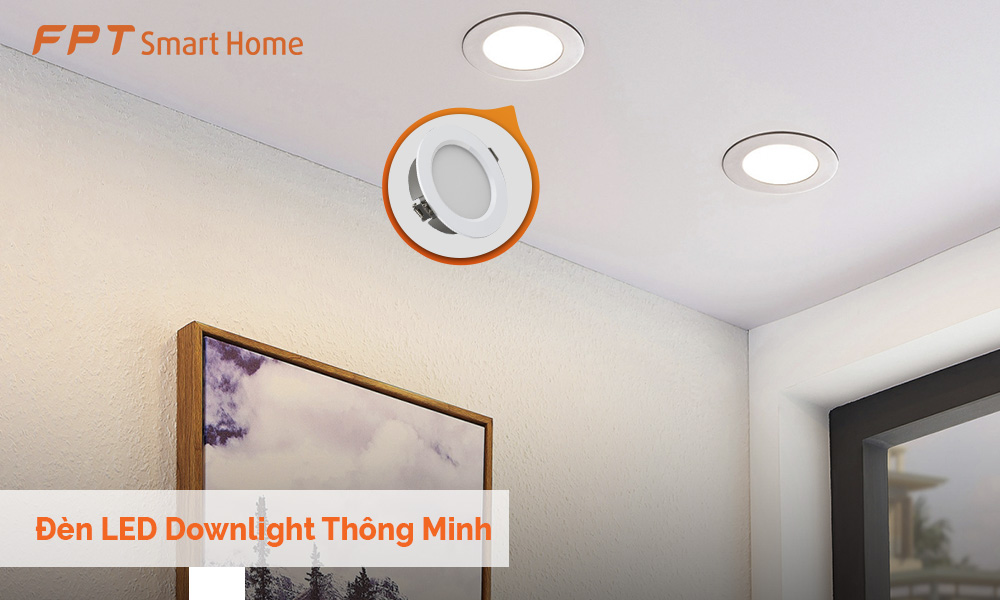 Đèn LED Downlight Trắng Vàng CD7W lắp đặt hoàn thiện
