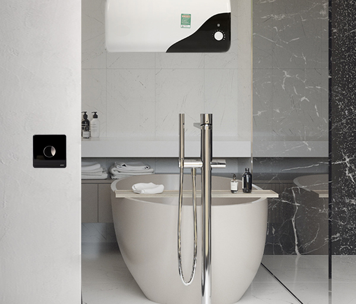 Công tắc cảm ứng 1 nút đen vuông Athena 3500W