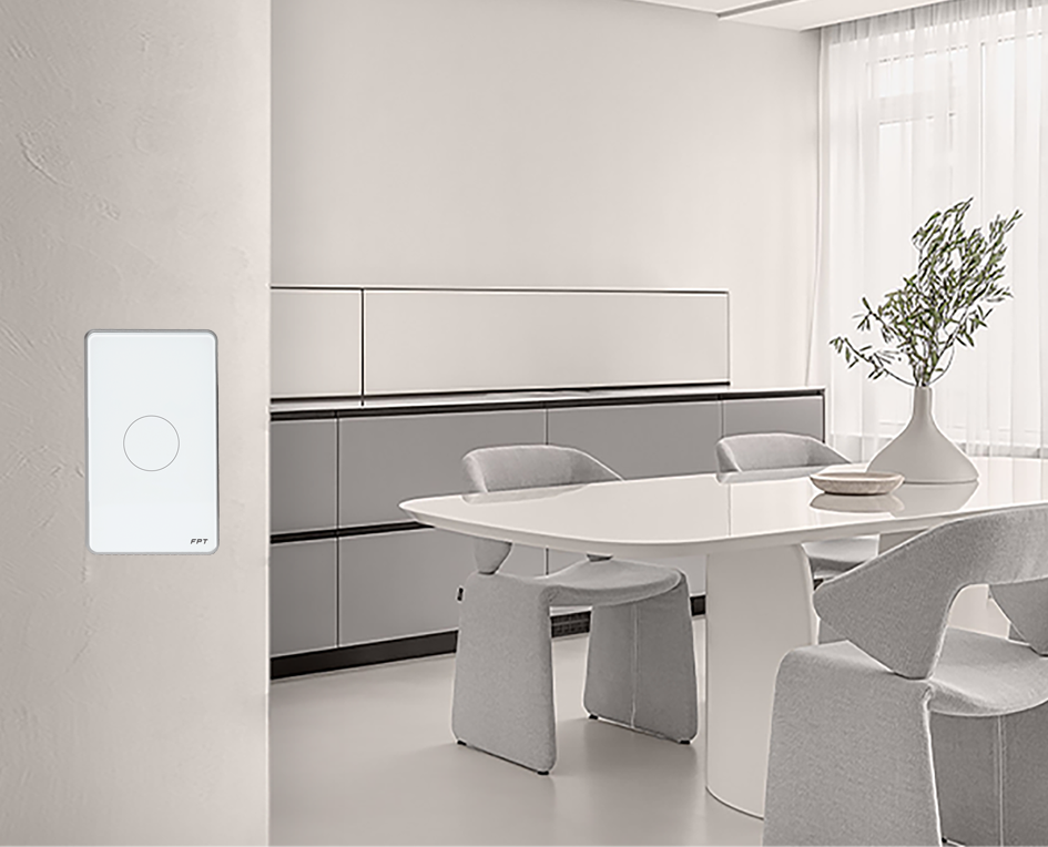 Công tắc cảm ứng 1 nút trắng chữ nhật Athena 3500W