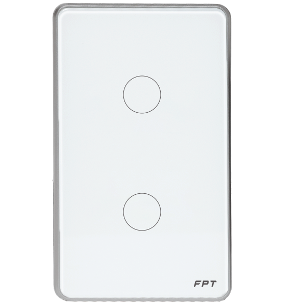 Công tắc cảm ứng 2 nút trắng chữ nhật Athena 300W | FPT Smart Home