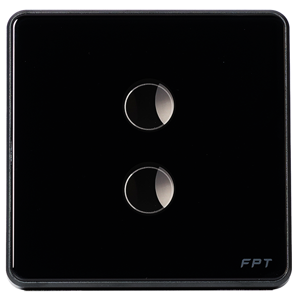 Công tắc cảm ứng Athena 2 nút đen vuông 300W | FPT Smart Home