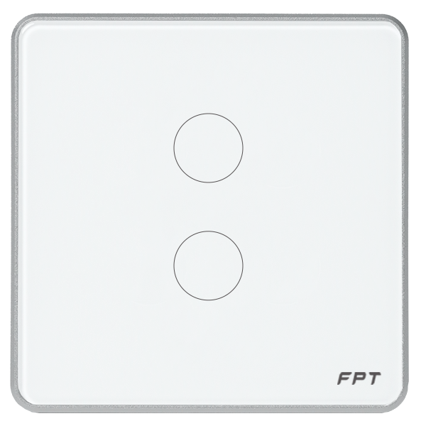 Công tắc cảm ứng Athena 2 nút trắng vuông 300W | FPT Smart Home